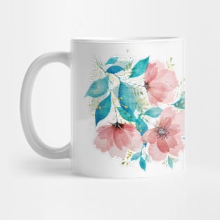 Watercolor Pink and Turquoise Botanical Arrangement 4 Mug